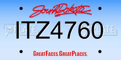 ITZ4760 South Dakota License Plate