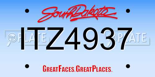 ITZ4937 South Dakota License Plate