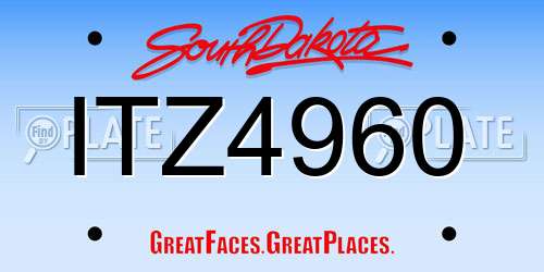 ITZ4960 South Dakota License Plate