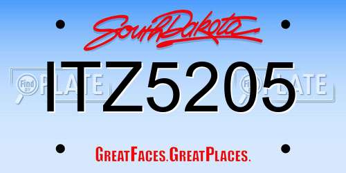 ITZ5205 South Dakota License Plate