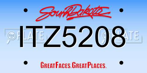 ITZ5208 South Dakota License Plate