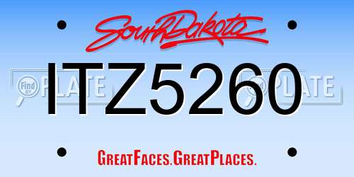 ITZ5260 South Dakota License Plate