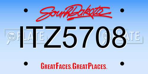 ITZ5708 South Dakota License Plate