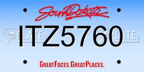 ITZ5760 South Dakota License Plate
