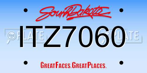 ITZ7060 South Dakota License Plate