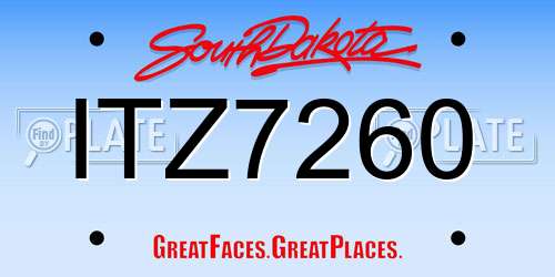 ITZ7260 South Dakota License Plate