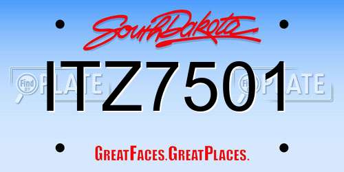 ITZ7501 South Dakota License Plate