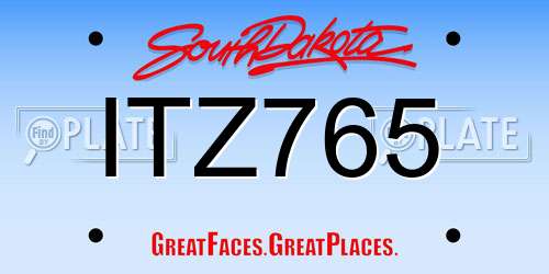 ITZ765 South Dakota License Plate