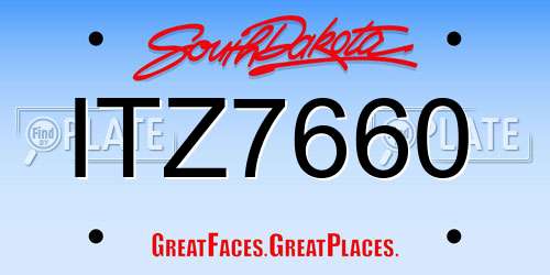 ITZ7660 South Dakota License Plate