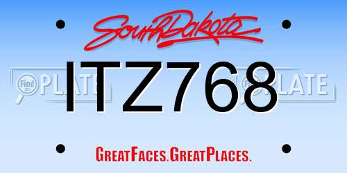 ITZ768 South Dakota License Plate