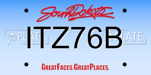 ITZ76B South Dakota License Plate