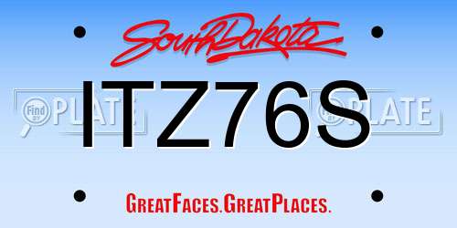 ITZ76S South Dakota License Plate
