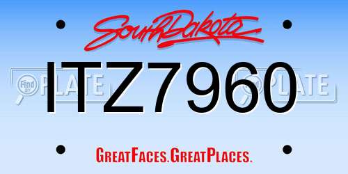 ITZ7960 South Dakota License Plate