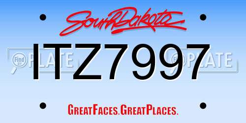 ITZ7997 South Dakota License Plate