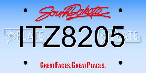ITZ8205 South Dakota License Plate