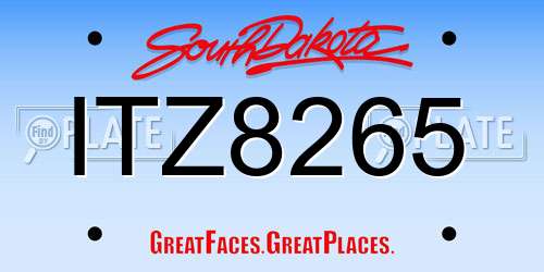 ITZ8265 South Dakota License Plate