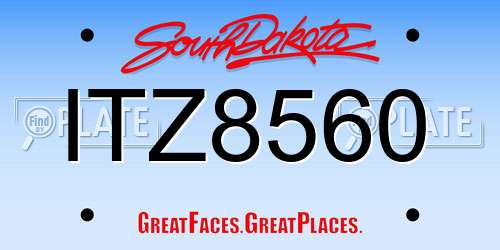 ITZ8560 South Dakota License Plate