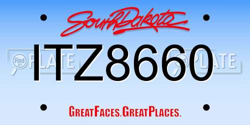 ITZ8660 South Dakota License Plate