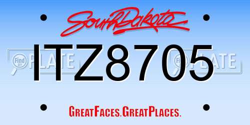 ITZ8705 South Dakota License Plate