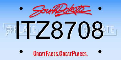 ITZ8708 South Dakota License Plate