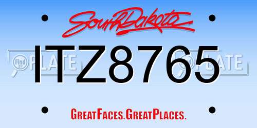 ITZ8765 South Dakota License Plate