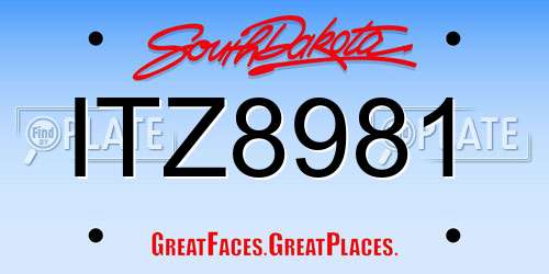 ITZ8981 South Dakota License Plate