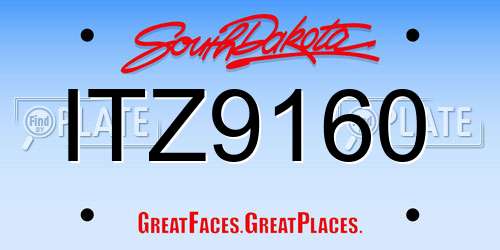 ITZ9160 South Dakota License Plate