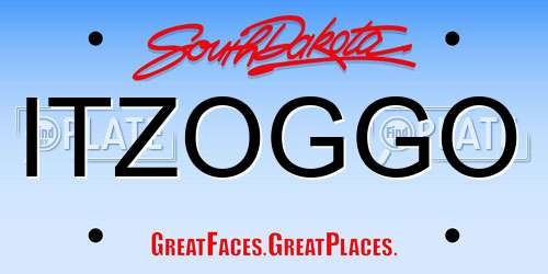 ITZOGGO South Dakota License Plate