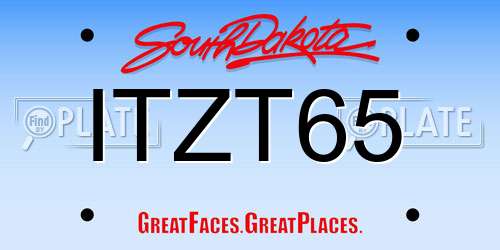 ITZT65 South Dakota License Plate