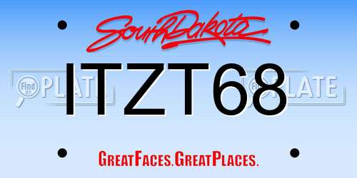 ITZT68 South Dakota License Plate