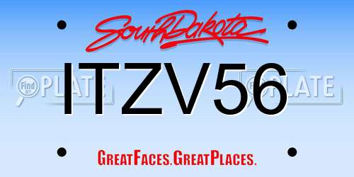 ITZV56 South Dakota License Plate