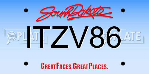 ITZV86 South Dakota License Plate