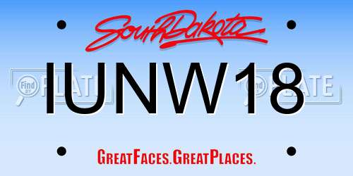 IUNW18 South Dakota License Plate