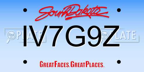 IV7G9Z South Dakota License Plate