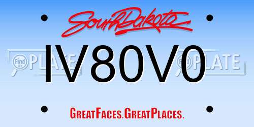 IV80V0 South Dakota License Plate