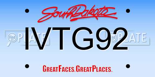 IVTG92 South Dakota License Plate