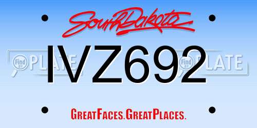 IVZ692 South Dakota License Plate