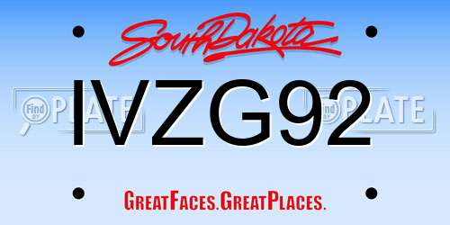 IVZG92 South Dakota License Plate