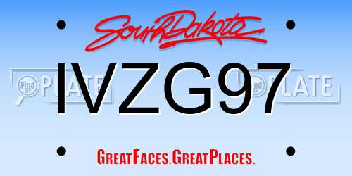 IVZG97 South Dakota License Plate