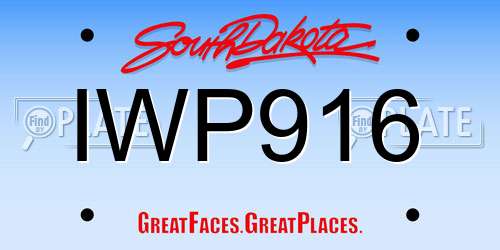 IWP916 South Dakota License Plate