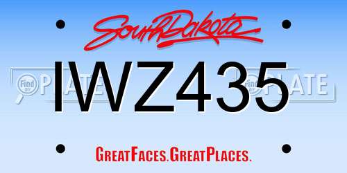 IWZ435 South Dakota License Plate