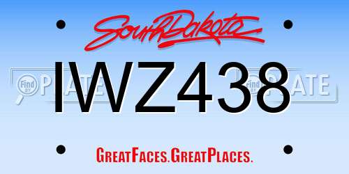 IWZ438 South Dakota License Plate