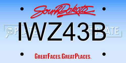 IWZ43B South Dakota License Plate