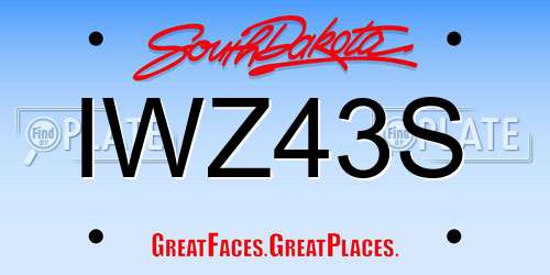 IWZ43S South Dakota License Plate