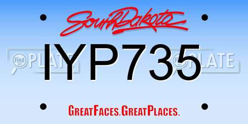 IYP735 South Dakota License Plate