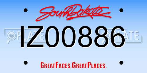 IZ00886 South Dakota License Plate