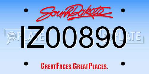 IZ00890 South Dakota License Plate