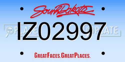 IZ02997 South Dakota License Plate