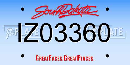 IZ03360 South Dakota License Plate