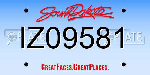 IZ09581 South Dakota License Plate